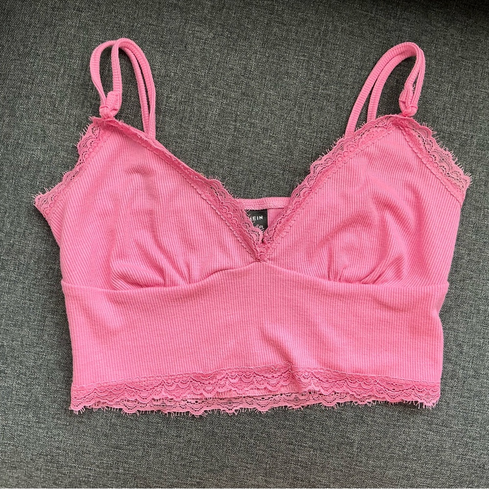 SHEIN pink lace tank top